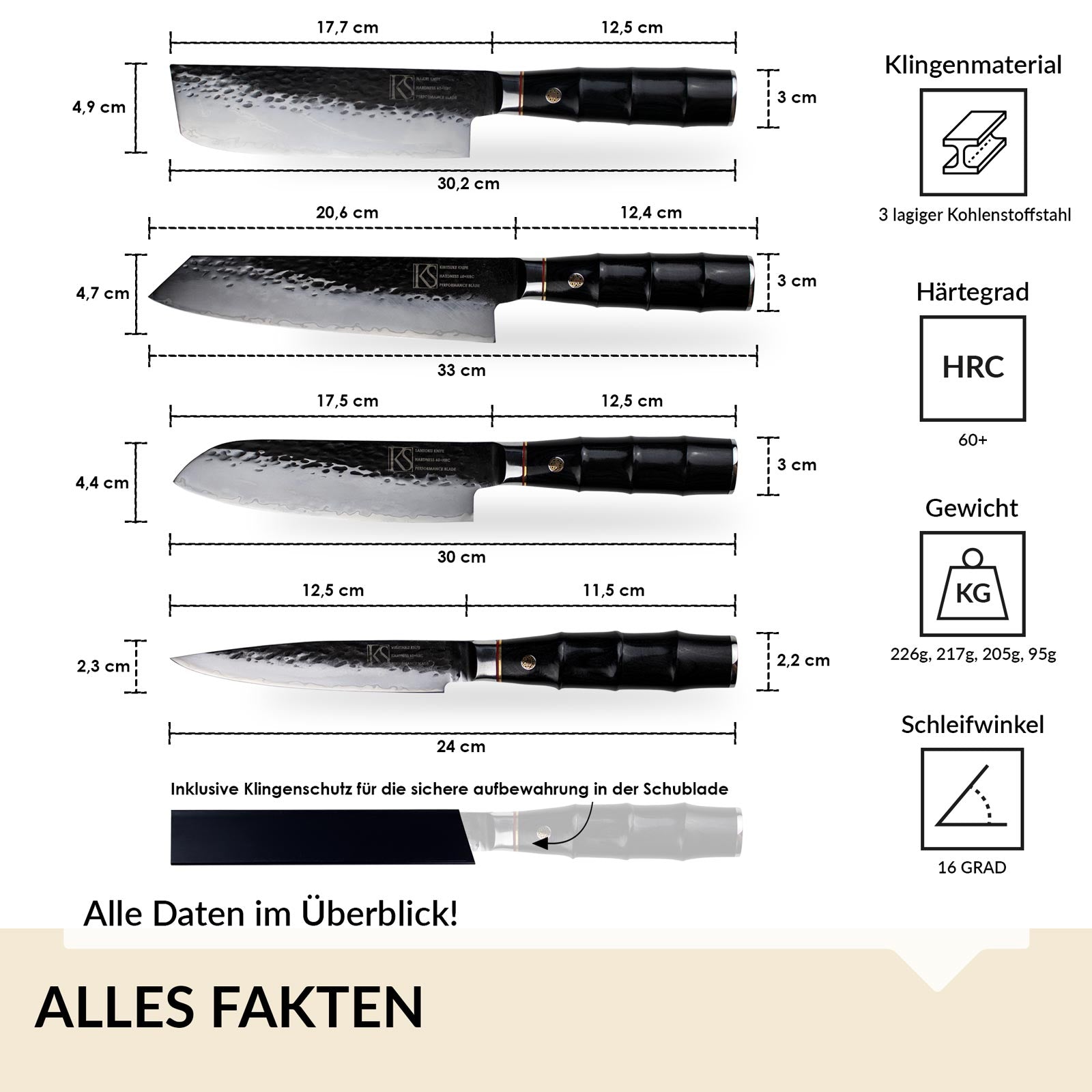 4pcs Profi Kochmesserset