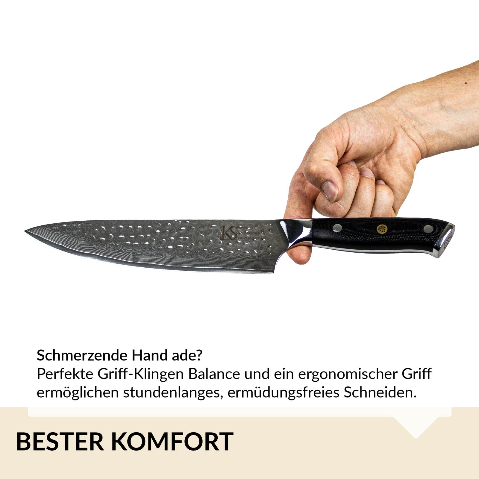 Damastmesser mit Glasfaser Griff